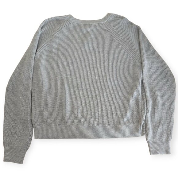 J.Crew Heather Dove Gray Button-Shoulder Ribbed Knit Sweater — Size M — NWT - Picture 4 of 6